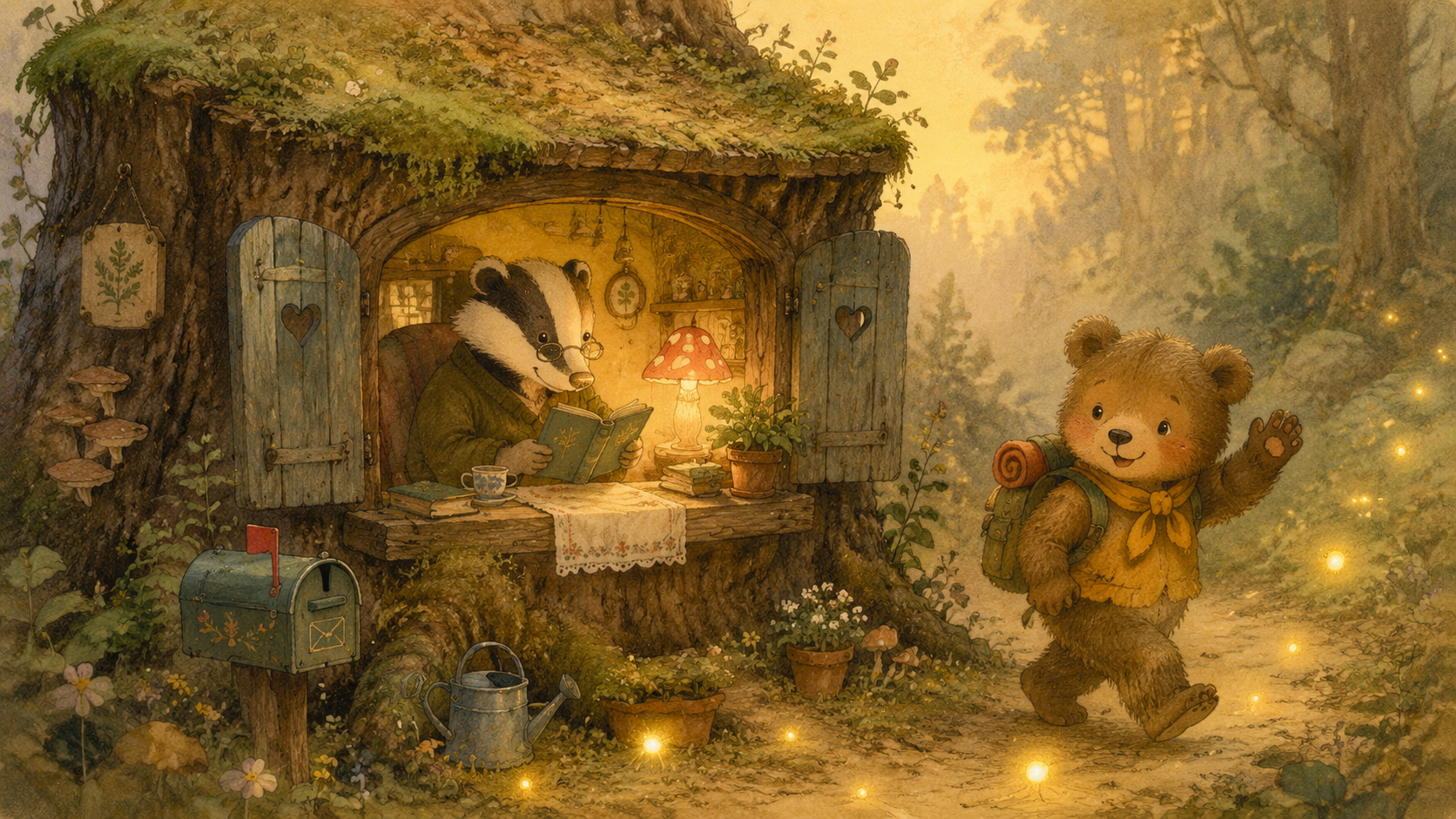 Compare nursery childrens story videos vs picture books — AI generated cozy storytime scene