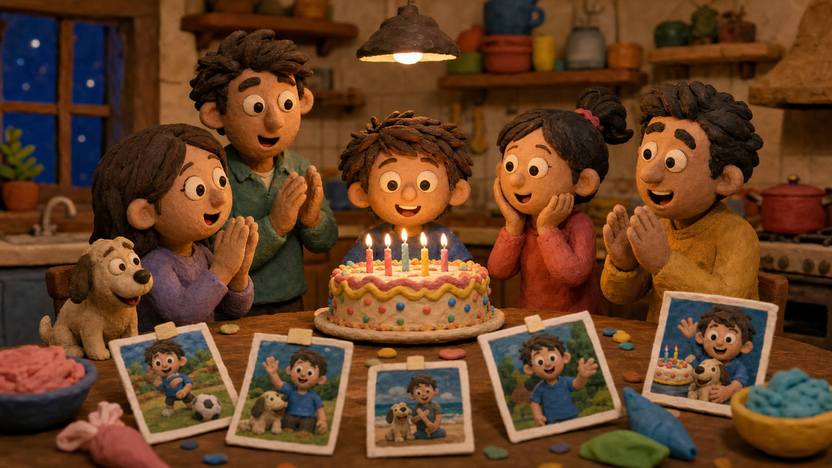 Create birthday video from photos with a warm studio montage
