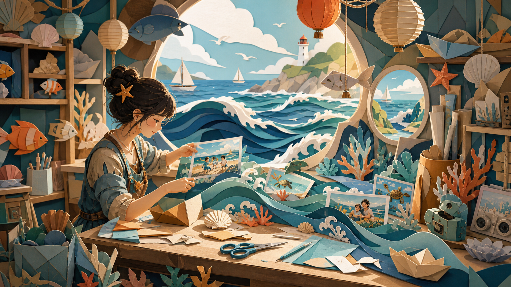 Create video from photos with a ukiyo-e wave collage style