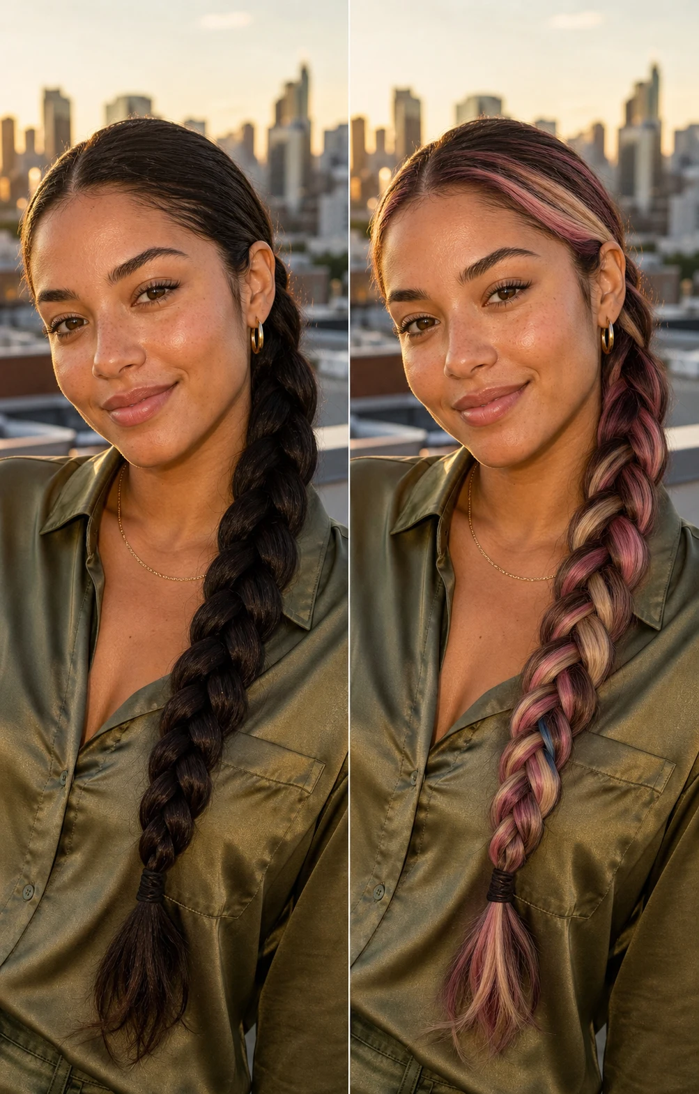Neapolitan hair filter idea for textured hair with strawberry blonde chocolate color