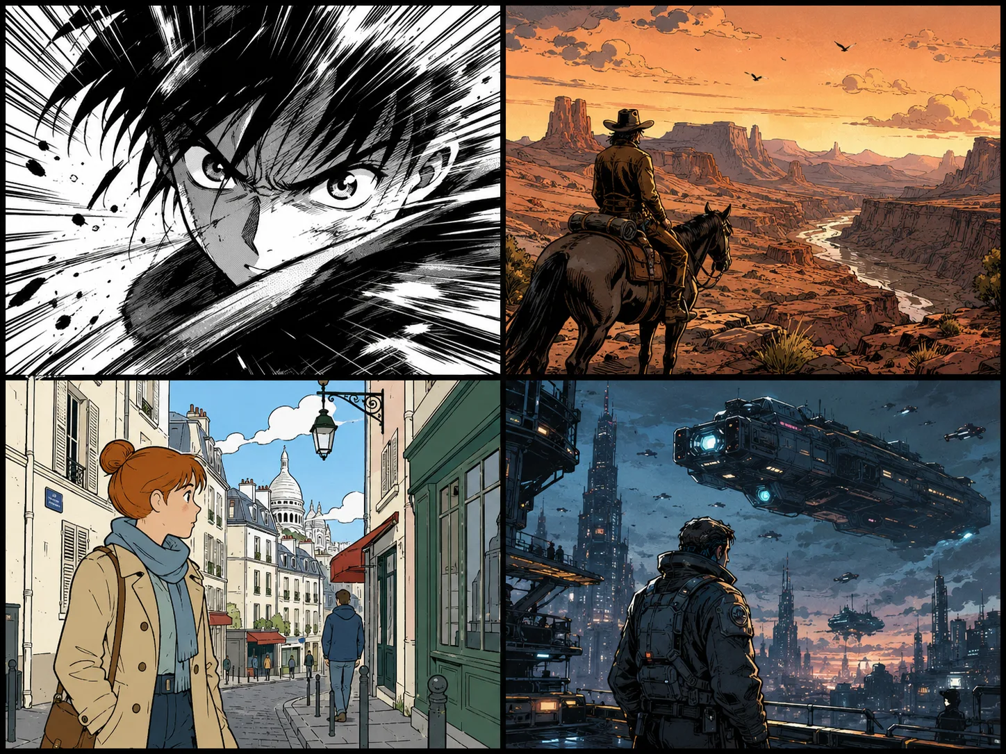 Open comic style comparison