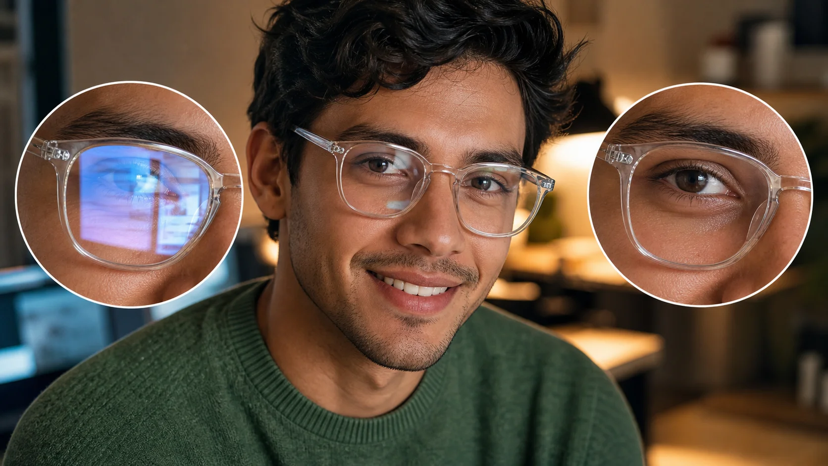 Glare detection heat map comparison before and after AI reconstruction showing pixel-level decisions