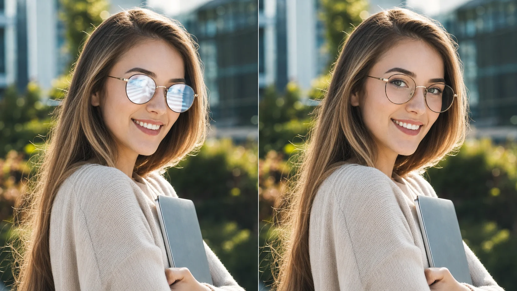 Open format output from AI glasses glare removal ready for reuse in any workflow