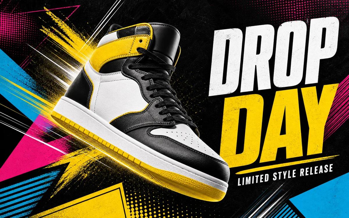 Limited release shoe poster asset generated for a sneaker drop